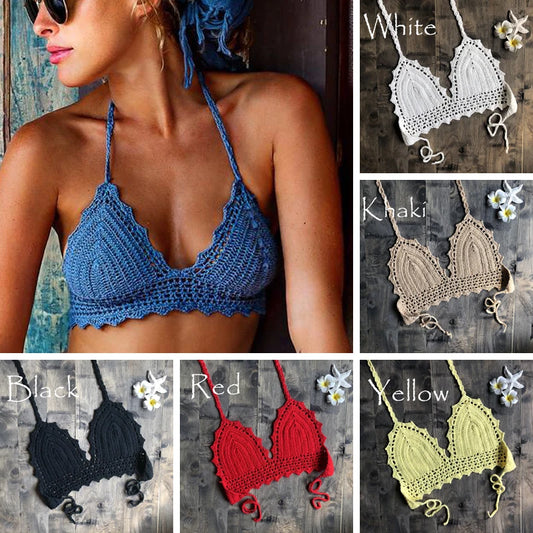 2019 New Beach Crochet Bikini Tops Summer Swimwear Top Honeymoon Hippy Bra Swimming Pools Spas Yacht Surf Bikini