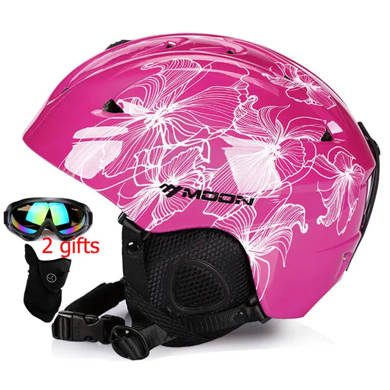 Moon CE Certification PC+EPS Adult Ski Helmet Men Women Skating Skateboard Helmet Snow Sports Snowboard Helmets With Goggles
