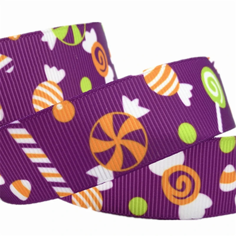 5yards 25mm Halloween Decoration Grosgrain Ribbon Printed Halloween Ribbon for Wedding Christmas Decoration DIY Sewing Fabric