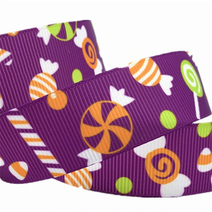 5yards 25mm Halloween Decoration Grosgrain Ribbon Printed Halloween Ribbon for Wedding Christmas Decoration DIY Sewing Fabric