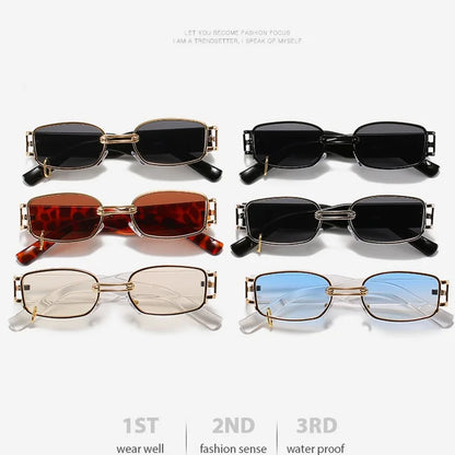 Popular Steampunk Sunglasses Women Men 2025 Fashion Small Rectangle Sun Glasses Shades Brand Designer Vintage Sunglass UV400