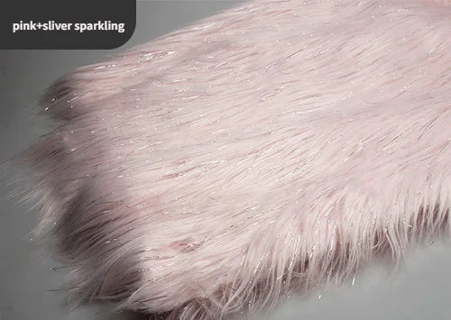 Sparkling Faux Fur Fabric, Mint Green, Long Pile Fabric, Immitation Fur for Winter Clothing, Photo Studio, Sofa, Coslplay