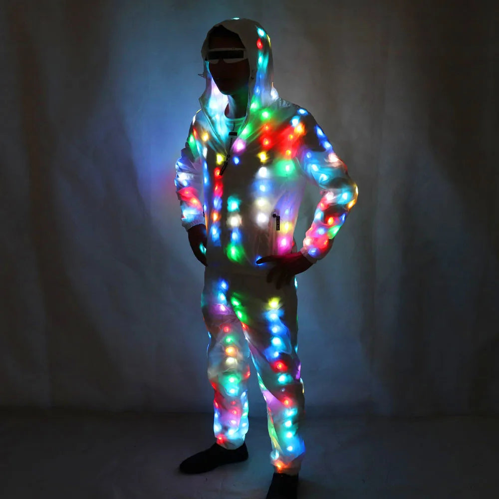 LED Jacket Luminous Clothes Creative Light Costume Laser Robot Suit Christmas Halloween Party Cospaly Costume for EDM Music