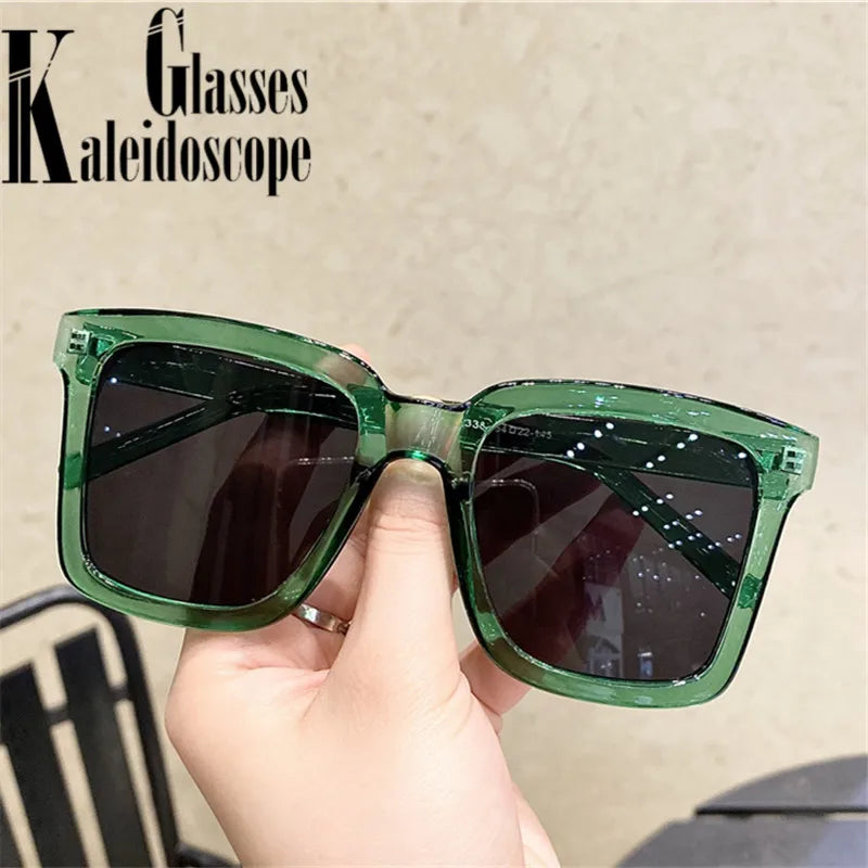 Classic Square Sunglasses Women Men Vintage Oversized Sun Glasses Goggles Ladies Big Frames Sunglass UV400 White Green Eyewear