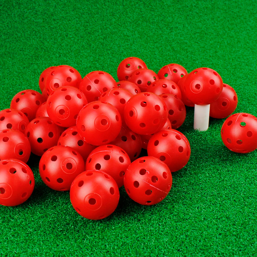 24Pcs/Bag 42MM Practice Golf Ball Perforated Color Indoor Airflow Plastic Golf Balls Training Toy Ball Good for Your Pets