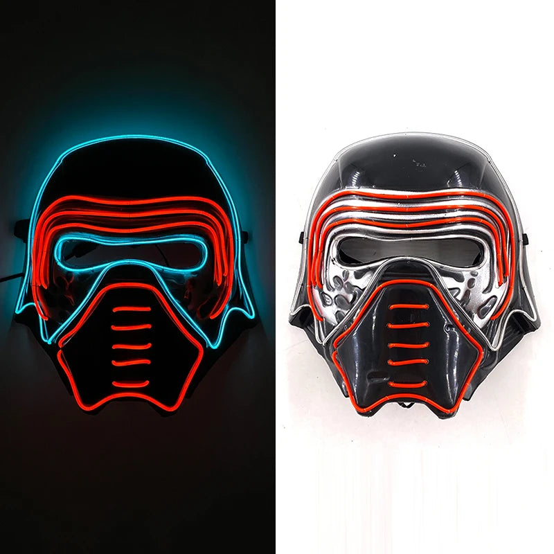 New Designed Glowing Halloween Party Mask Flashing LED Masks EL Neon Light Cosplay Mask Costume Props Glow Party Supplies