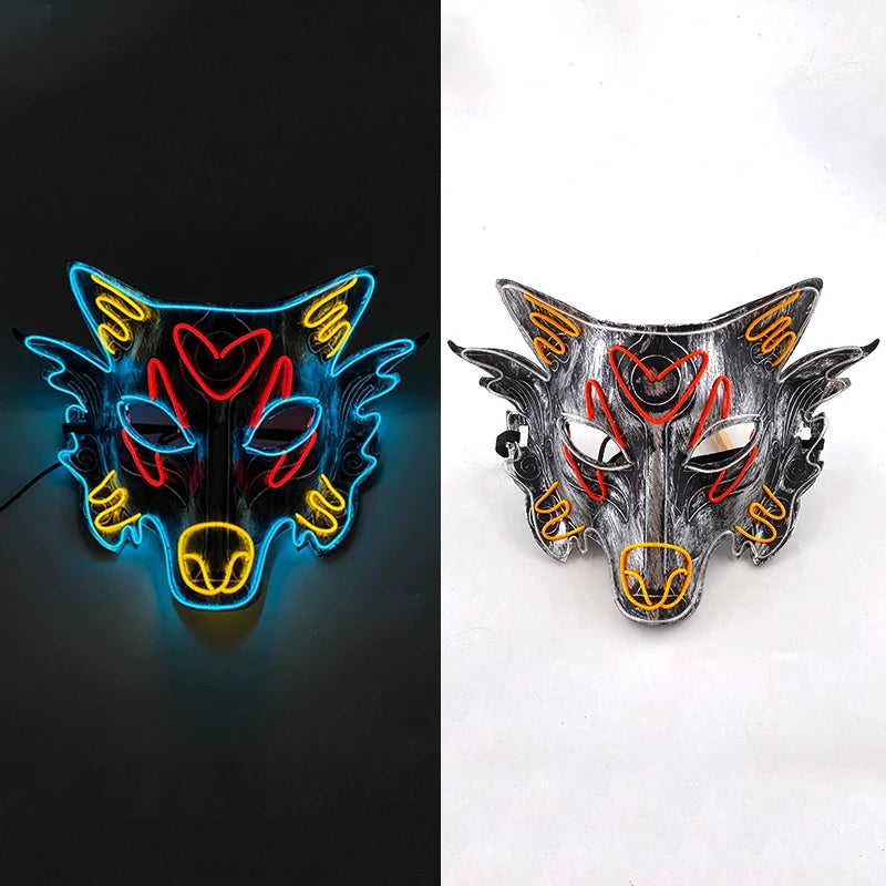 New Designed Glowing Halloween Party Mask Flashing LED Masks EL Neon Light Cosplay Mask Costume Props Glow Party Supplies