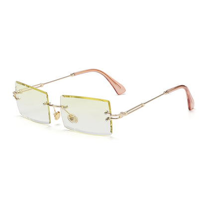 Fashion Popular Rimless Small Rectangle Sunglasses Women Men 2020 Shades Alloy Metal Glasses UV400 Eyewear
