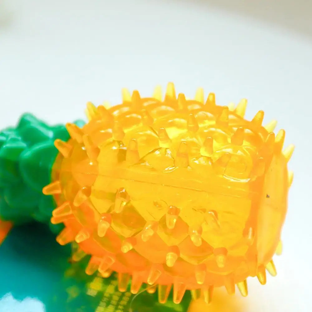 Summer Cooling Dog Toys Fruit Shape Chew Puppy Toy Frozen Ice Dog Squeaky Rubber Toy Lemon Pineapple Watermelon Dog Toothbrush