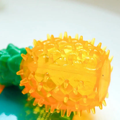 Summer Cooling Dog Toys Fruit Shape Chew Puppy Toy Frozen Ice Dog Squeaky Rubber Toy Lemon Pineapple Watermelon Dog Toothbrush