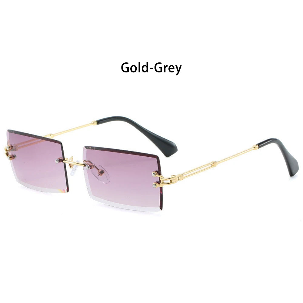 Fashion Popular Rimless Small Rectangle Sunglasses Women Men 2020 Shades Alloy Metal Glasses UV400 Eyewear