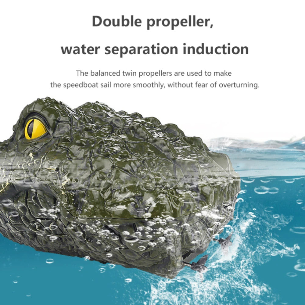 RC Boat Ship Toy Simulation Crocodile Head 2.4G Remote Control Joke Alligator Decoy Electric Toys Summer Water  Spoof Toys Gift