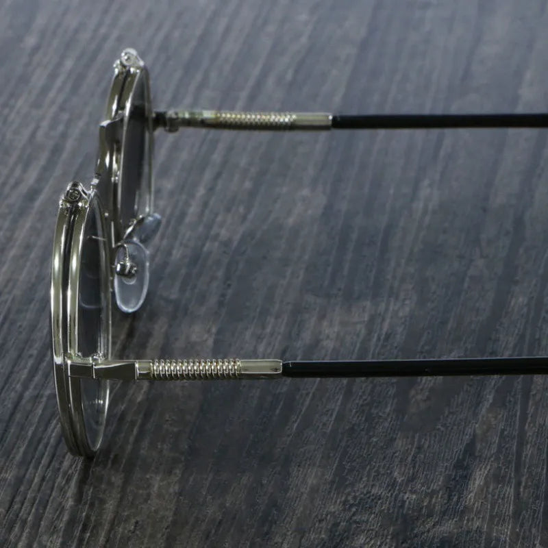 Retro Flip Round Sunglasses Man Woman Metal Steampunk Style Sun Glasses Male Female Double Circular Clear Lens Eyeglasses