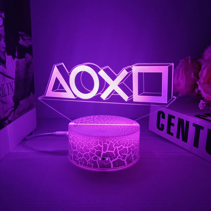 3D Night Lamp Gaming Room Desk Setup Lighting Decor Gamepad Icon LED Light Atmosphere Table Bedside Night Lamps Kids Gift