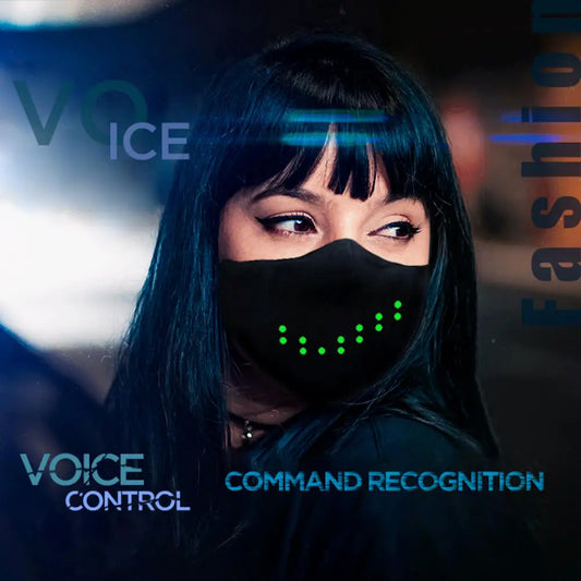 LED Voice Activated Face Mask USB Rechargeable Sound Active Light Up Face Mask for Costume Christmas Halloween Party Masks