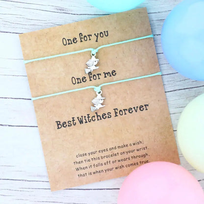 2pcs/Set Halloween Best Witches Wish Bracelet Witches Charm Lucky Red Thread Bracelet Halloween Jewelry Women Men Halloween Gift