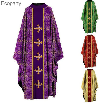 Halloween Cosplay Costume Men Muslim Dress Jubba Thobe Prayer Robe Gown Retro Medieval Priest Monk Missionary Cloak Cape Party
