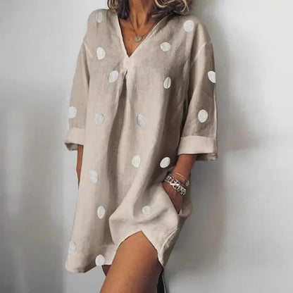2021 Casual Dress Dot Print Summer Dress Boho Woman Dress Female Loose Short Dresses for Women Beach Robe Femme