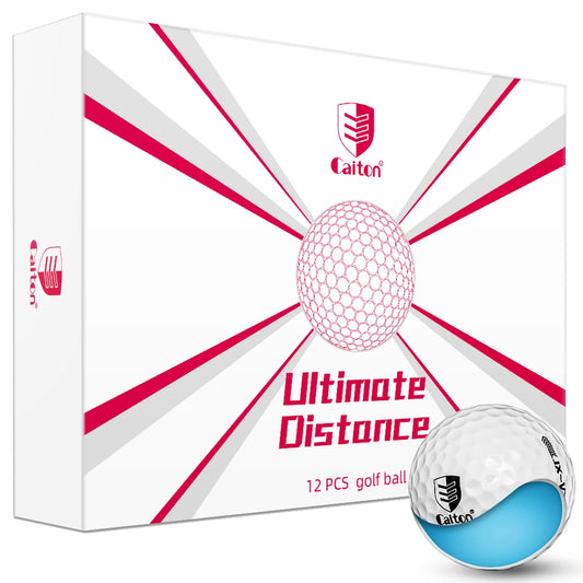Caiton - Ultra-Long Distance Golf Ball, Double Core, Aerodynamic Design, Flight Increased by 40 Yards +, 12/6/3pcs（opt）