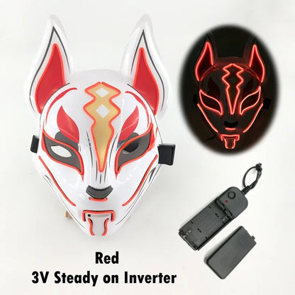 Glowing Halloween Party El Face Mask Japanese Anime Character Cosplay Led Clothing Fox Face Mask for Parties