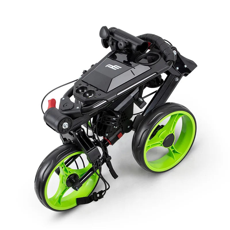 PLAYEAGLE 2024 Folding Golf Push Pull Cart Upgrade Widened Wheels Portable Golf Bag Cart With Umbrella Holder