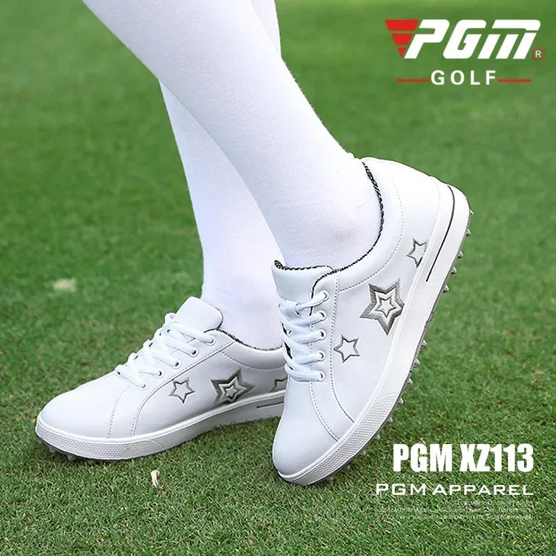 PGM Korean Women Golf Shoes Leisure Fixed Nail Waterproof Sneakers Non-Slip Girls Sports XZ113