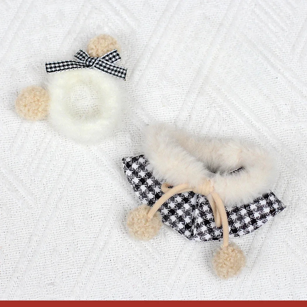 Mini Doll'S Clothes Outfit Accessories for Korea Kpop Exo 15-17cm Labubu Classic Grid Style Dress Cloak Set Beret Clothing Gift