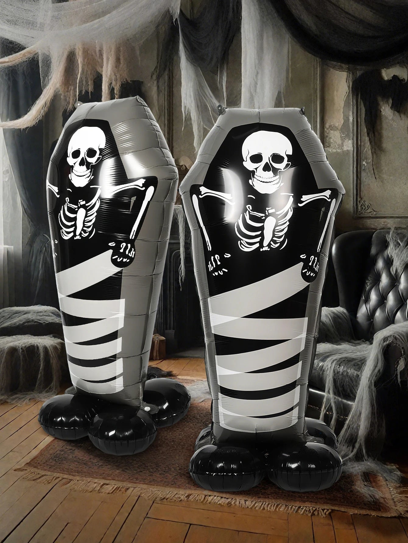 1pc Skull Tombstone Balloon, Halloween Theme Decoration, Skull Party, Garden Cemetery Decoration, Haunted House Decoration