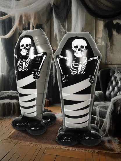 1pc Skull Tombstone Balloon, Halloween Theme Decoration, Skull Party, Garden Cemetery Decoration, Haunted House Decoration