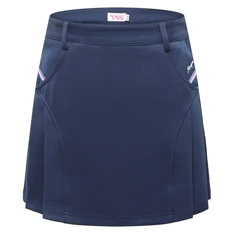 TTYGJ Women Pleated Golf Skirt High Waist Slim Tennis Skirt Breathable Outdoors Running Fitness Skorts  Built Safety Shorts
