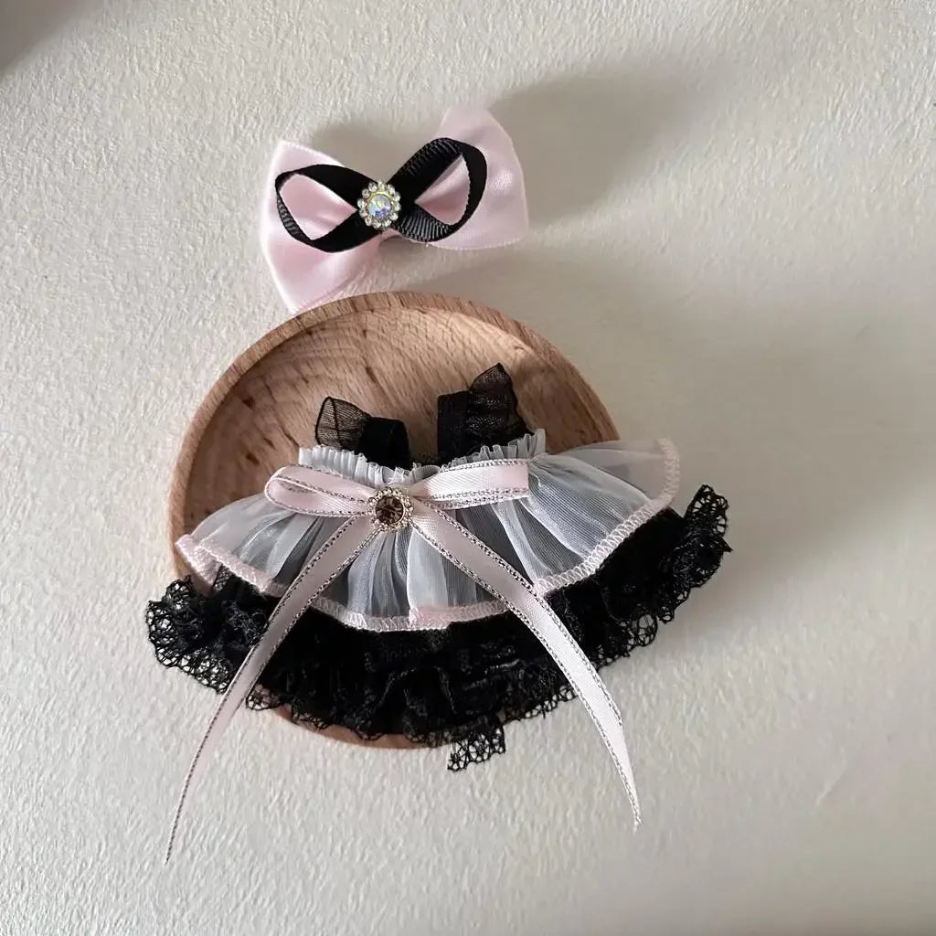 Mini Plush Doll'S Clothes Outfit Accessories for 15-17cm Labubu Idol V1 V2 Gauze Skirt Set Clothing Gift