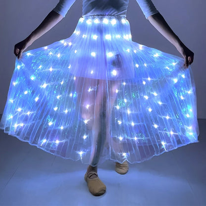 Light Up Skirt for Women LED Long Tutu for Girls Glow Dance Performance Outfits Rave Clothes Halloween Christmas Party Supplies