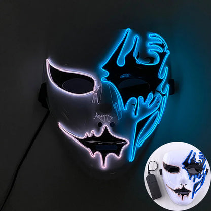Shuffle Dance Mask Luminous Purge Mask Demon Slayer Glowing Masquerade Cosplay Mask for Halloween Horror Haunted House Props