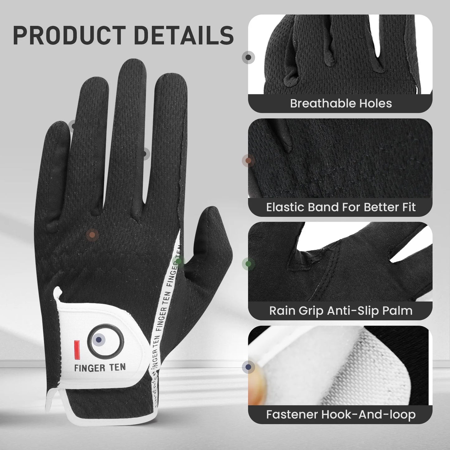 3 Pack Breathable Great Grip Golf Rain Gloves Men Left Right Hand All Weather Grip Black Grey Green S M ML L XL