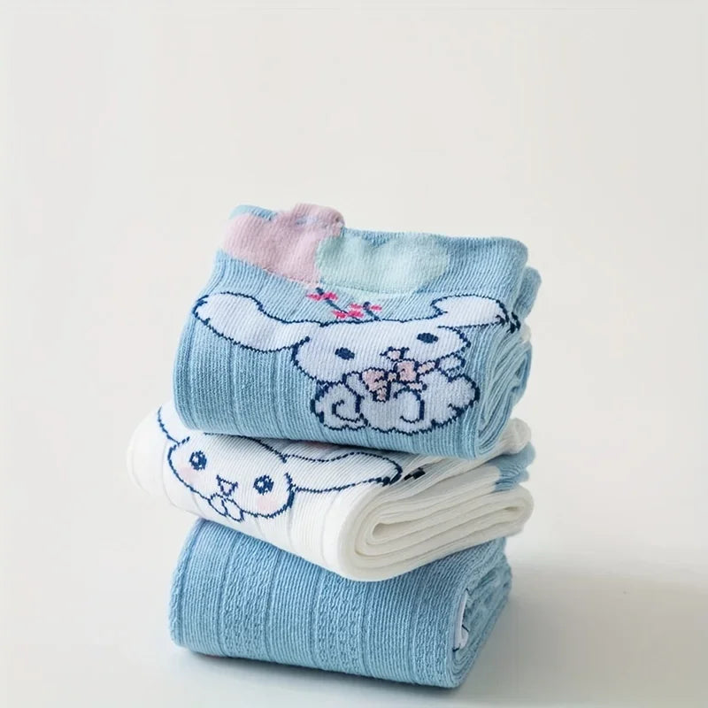 4 Pairs/Set Summer Spring Sanrio Cinnamoroll Knee Long Sock Breathable Thin Cartoon Anime Girls Middle Tube Socks Calf Sock