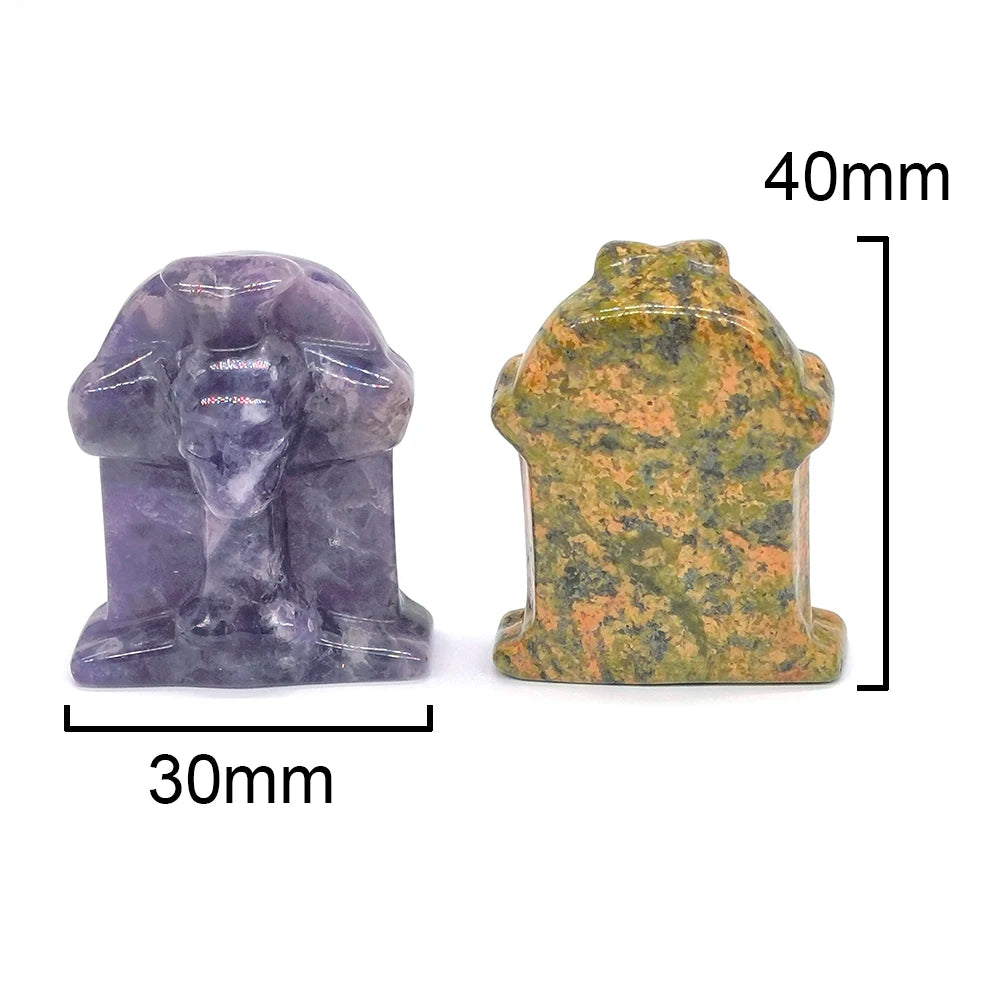 Halloween Foam Tombstone Skull Cross Decoration Natural Stone Crystal Gravestone Carving Reiki Healing Figurine Gemstone Gift