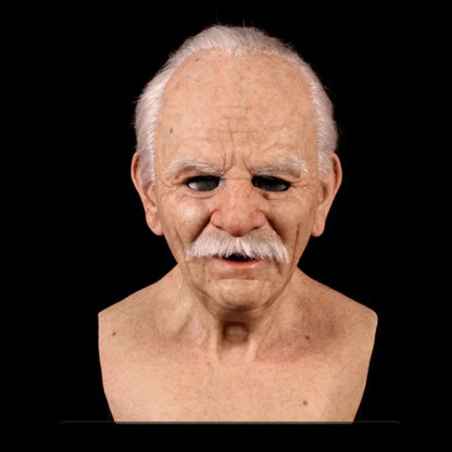 American TV Series Deadly Poison Master Old White Mask Bald Old Man Latex Head Cover Halloween Cosplay Funny Prop
