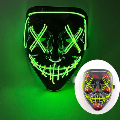 Shuffle Dance Mask Luminous Purge Mask Demon Slayer Glowing Masquerade Cosplay Mask for Halloween Horror Haunted House Props