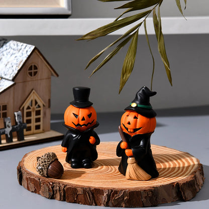1PCS Cute Halloween Decor Set - Ghost Witch Pumpkin Resin Figurines for Home Tabletop Party Ghost Festival Decorations Gifts