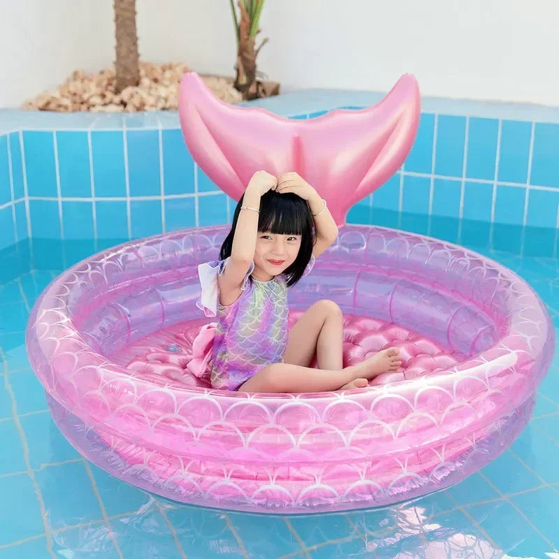 New Mermaids Inflatable Pool Bathing Kids Summer Home Outdoor Swimming Pool Inflatable Square Swimming Pool for Kids Gifts Girl