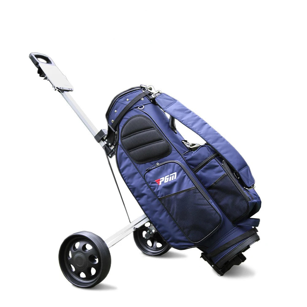 Professional Golf Bag Trolley Cart Portable 2 Wheel Foldable Aluminum Alloy Wear Resistant Golf Cart Course Use Trolley Cart