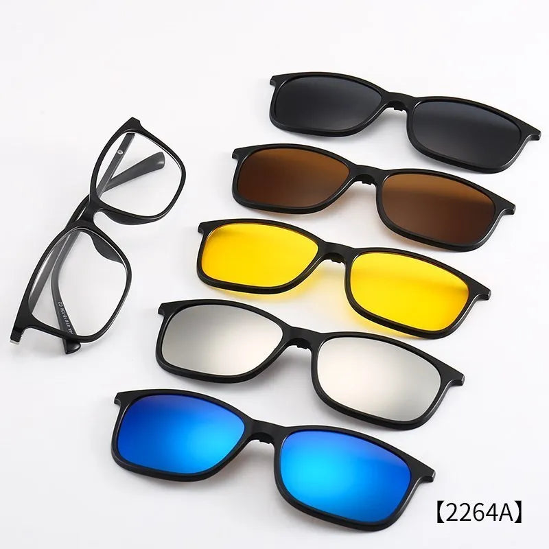 6 in 1 Custom Men Women Polarized Optical Magnetic Sunglasse Magnet Clip on Sunglasses Polarization Clip on Sun Glasses Frame