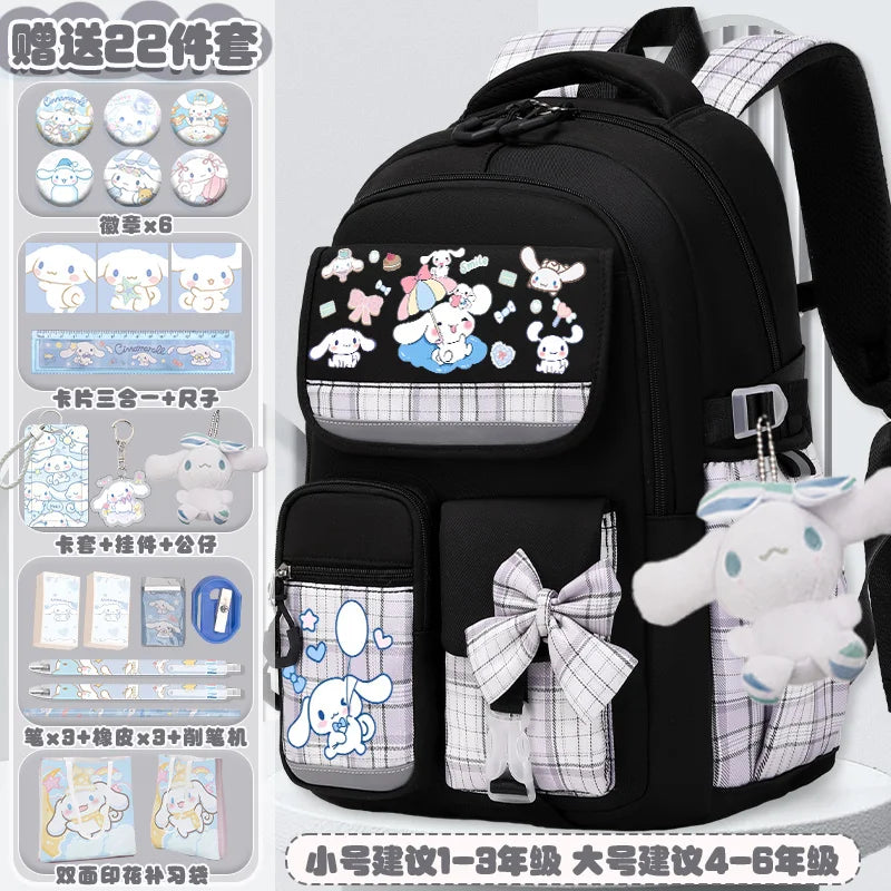 Sanrio Cinnamon Dog Cute Fashion Print School Bag for Primary School Students, Stylish Children's Back-To-School Backpack
