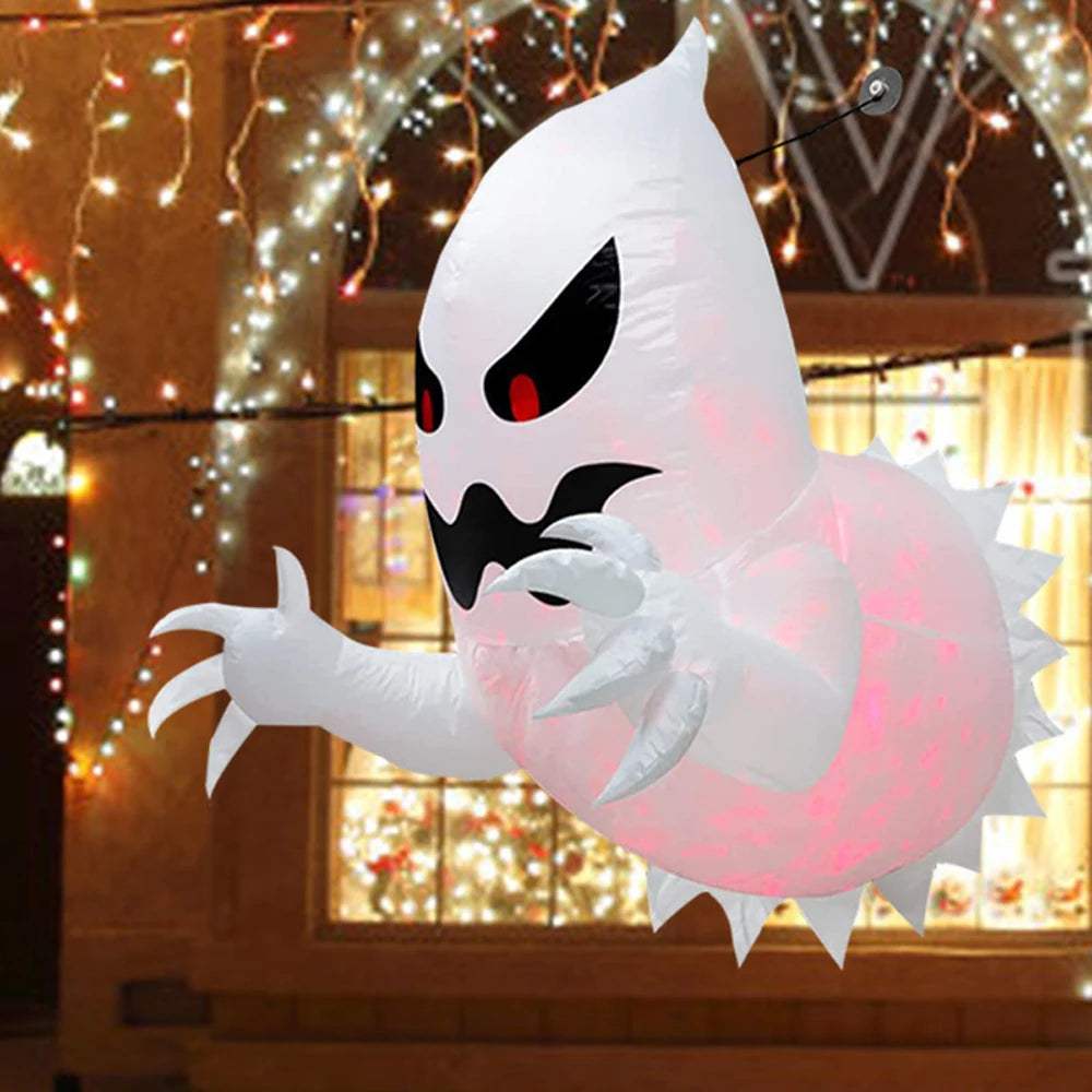 1.4m Halloween Inflatable Ghost Horror Window Ghost Foldable Balloon Outdoor Courtyard Garden Decoration Fun Party Tool