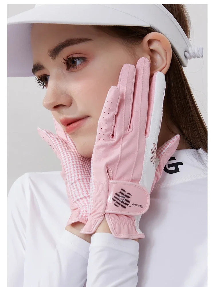 New Purple Golf Gloves Women Left and Right Hands Anti Slip Wear Resistant Breathable Gloves One Pair Golf Accessories