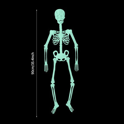 Luminous Hanging Skeleton Movable Glow Fake Skull Scary House Pendant Props Halloween Party Home Yard Outdoor Garden Decoration