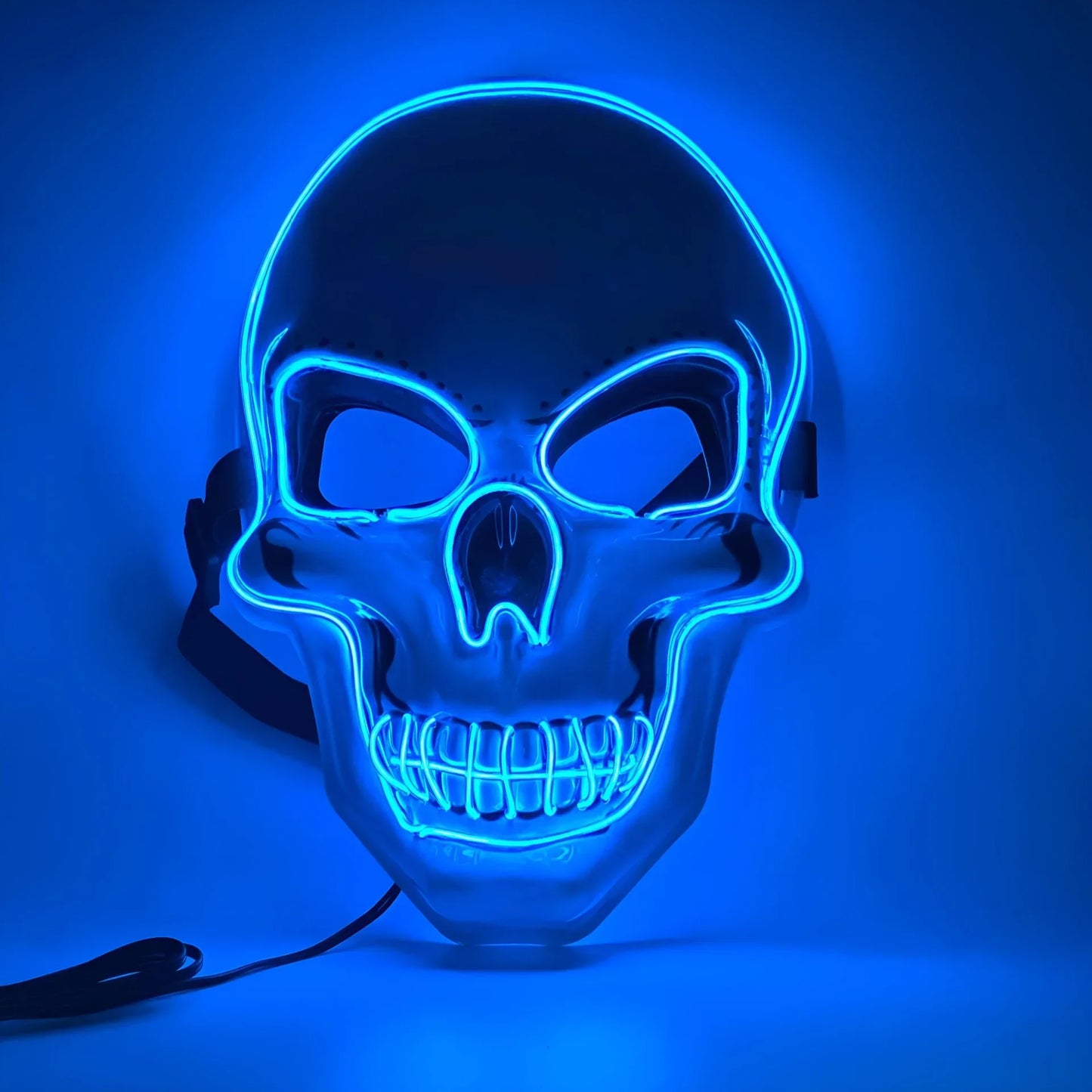 Neon Led Skull Mask Terror Party Mask Ghost Head Skeleton LED Luminous Mask EL Cold Fluorescent Halloween Party Masquerade Mask