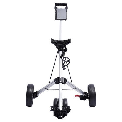 3-Wheel Golf Push Cart, Portable Foldable Golf Cart With Water Bottle Holder, Adjustable Straps, Foot Brake for Golf Course, Gym
