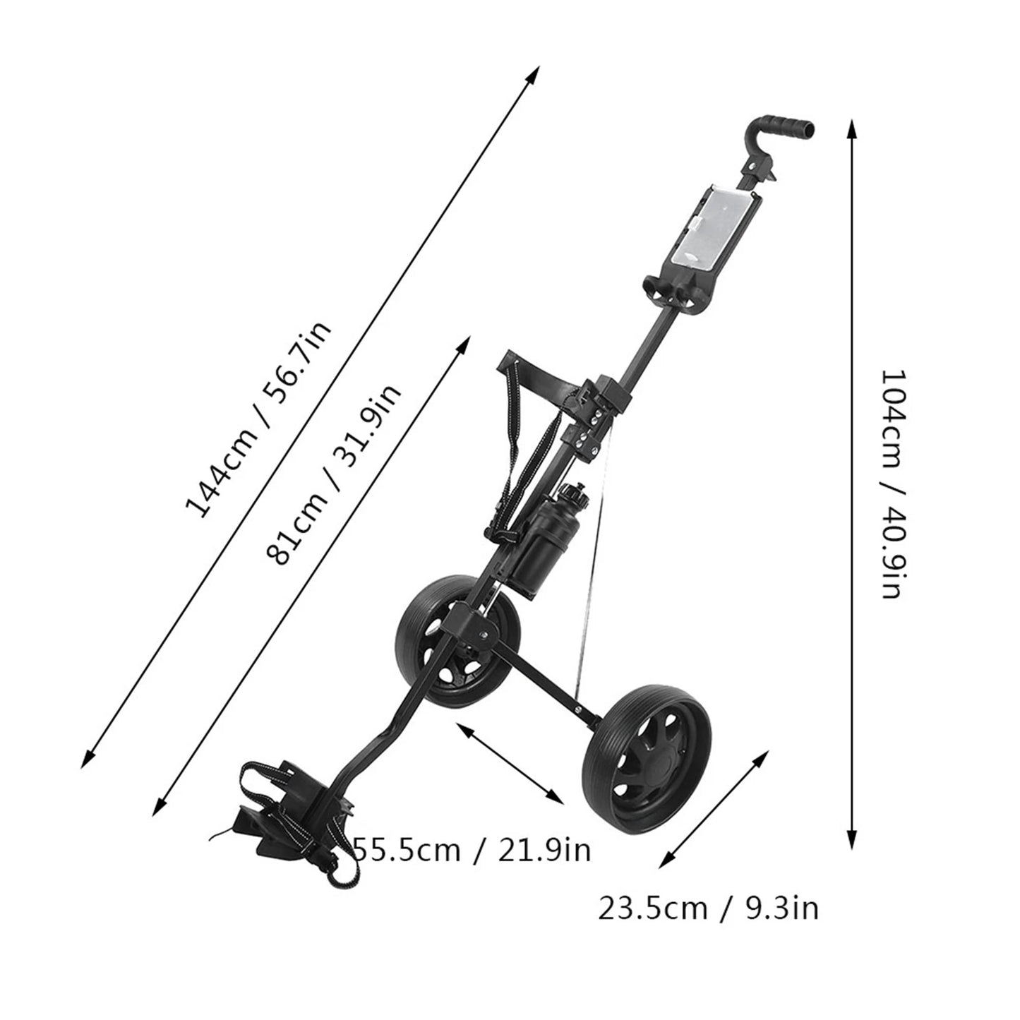 Foldable Golf Trolley Multifunctional 2‑Wheel Push Pull Cart Course Equipment