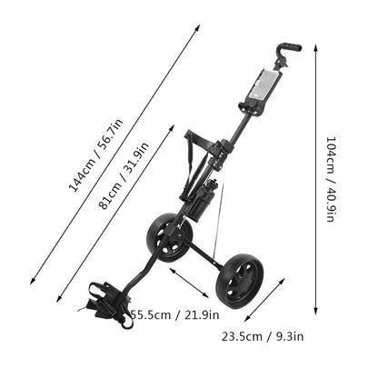 Foldable Golf Trolley Multifunctional 2‑Wheel Push Pull Cart Course Equipment